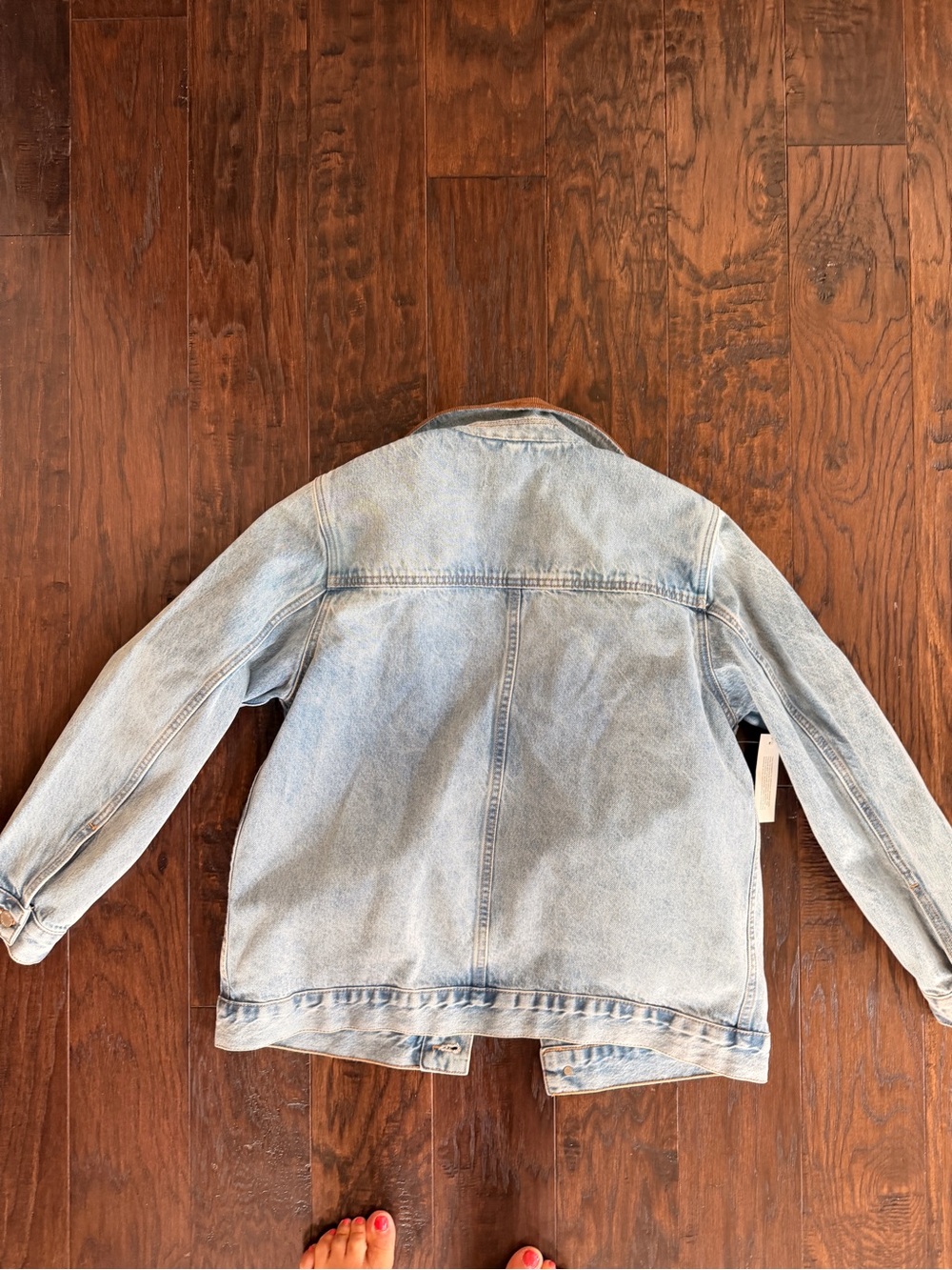 Aritzia Denim Jacket with Brown Corduroy Collar - Picture 6 of 10